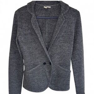 Women’s Gray Knit Sweater Blazer Cardigan Jacket XS Merino Wool Blend Workwear
